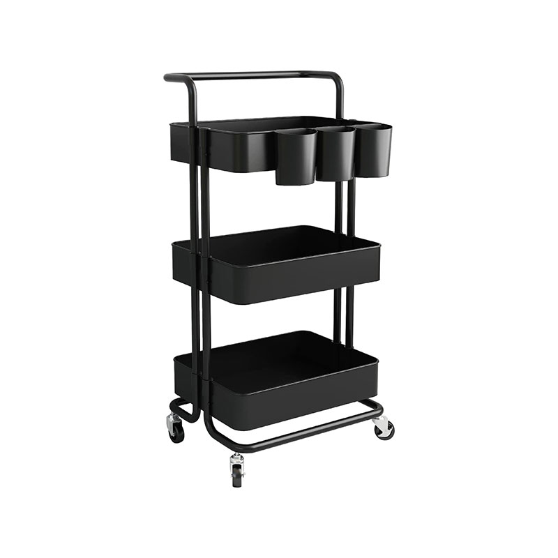 HZ2036 3patrový pojízdný úložný vozík užitkový vozík s extra závěsnými hrnky