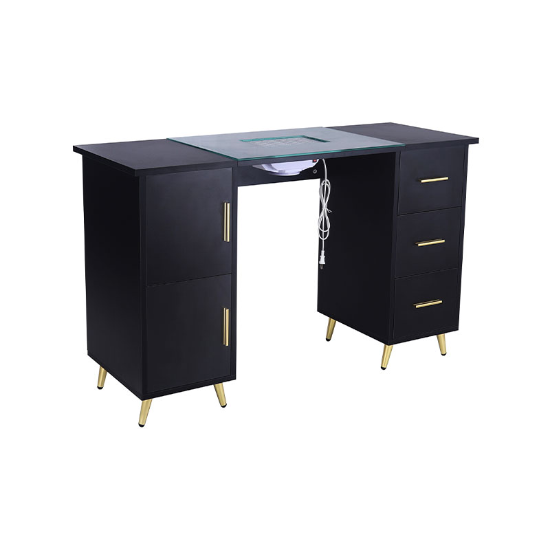 HZ2042PK / HZ2042BK Manikúrní stůl na nehty pro nehtovou techniku ​​se skleněnou deskou a opěrkou zápěstí