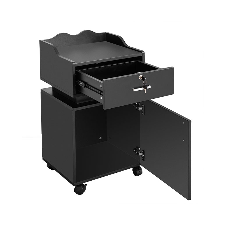 HZ2021 Černá salonní úložná skříň s kolečky