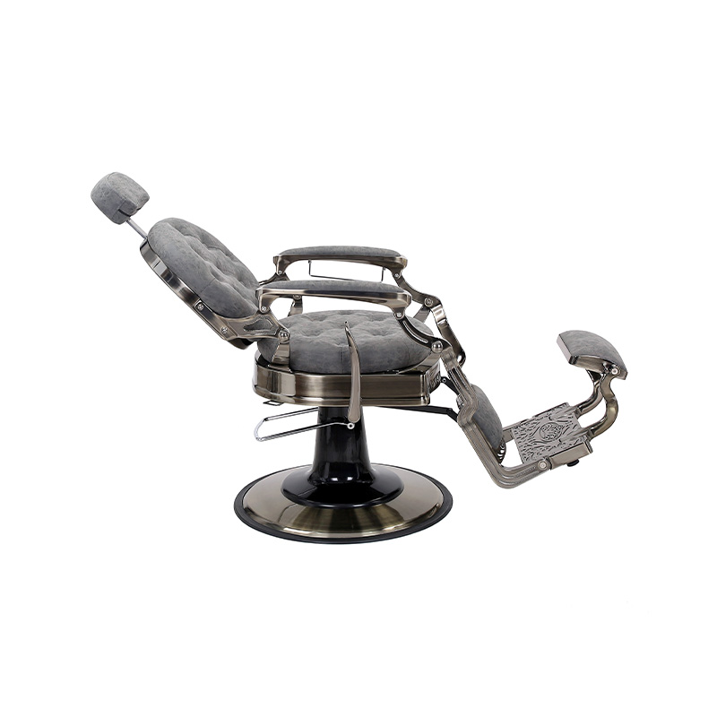 HZ8799QM Šedé kadeřnické křeslo s kulatým polštářem