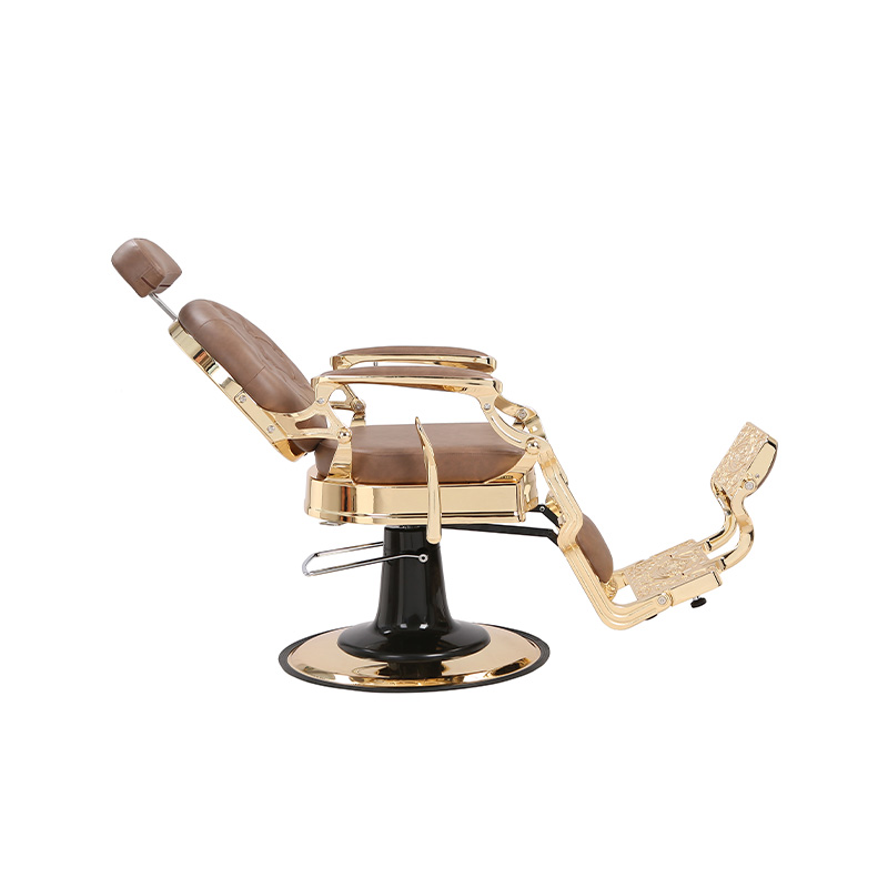 Holičská židle HZ8799B-K / HZ8799B-R / HZ8799G-R / HZ8799H-Z v černé barvě se zlatým rámem