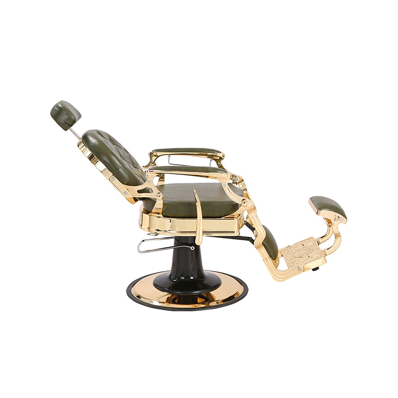 Holičská židle HZ8799B-K / HZ8799B-R / HZ8799G-R / HZ8799H-Z v černé barvě se zlatým rámem