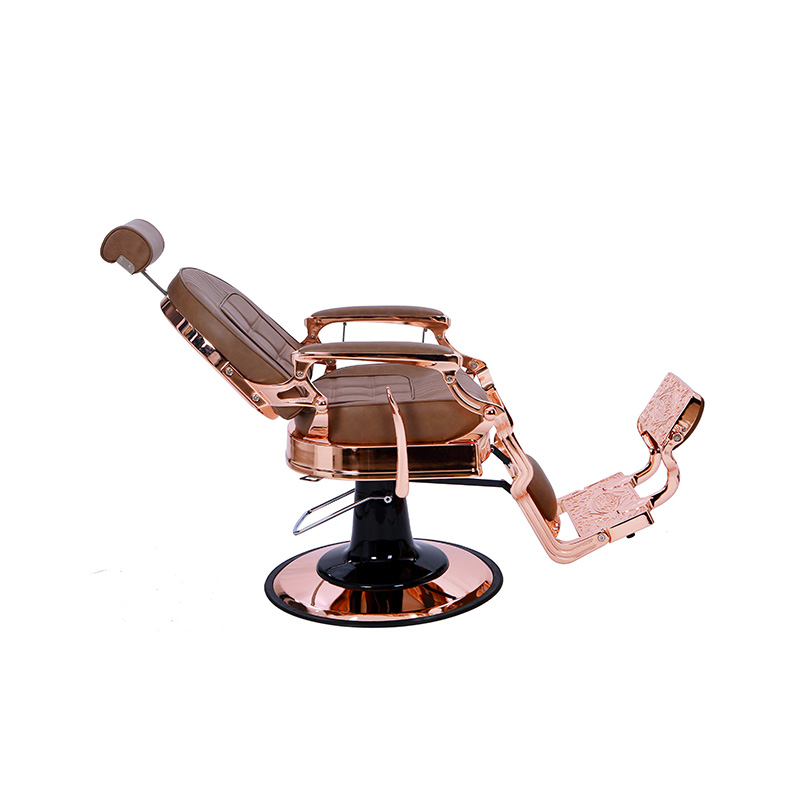 HZ87101BR Speciální křeslo pro kadeřnictví hnědé kostkované opěradlo