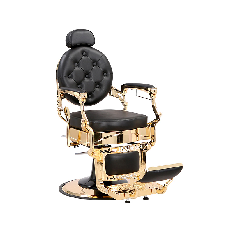 Holičská židle HZ8799B-K / HZ8799B-R / HZ8799G-R / HZ8799H-Z v černé barvě se zlatým rámem