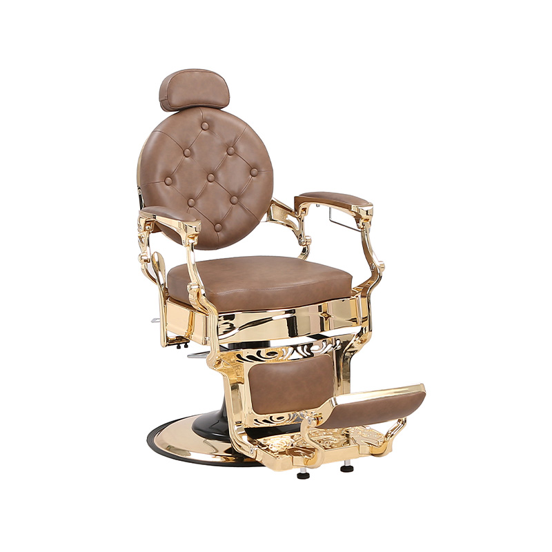 Holičská židle HZ8799B-K / HZ8799B-R / HZ8799G-R / HZ8799H-Z v černé barvě se zlatým rámem