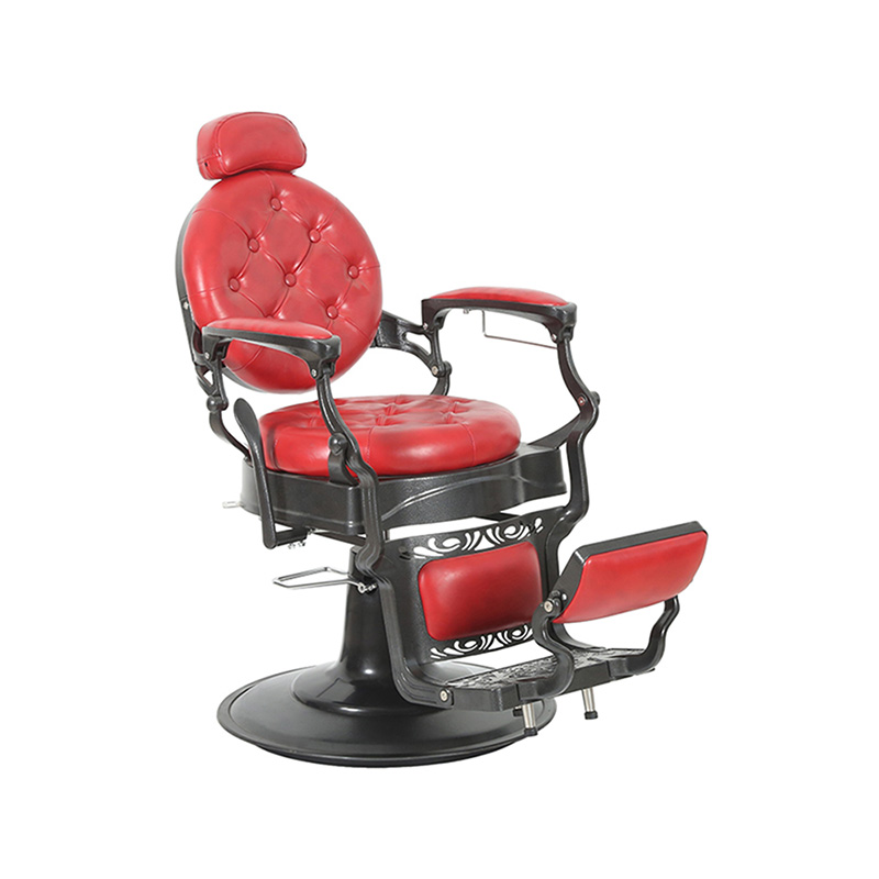 HZ8799 Červené retro barberchair těžké hydraulické polohovací křeslo