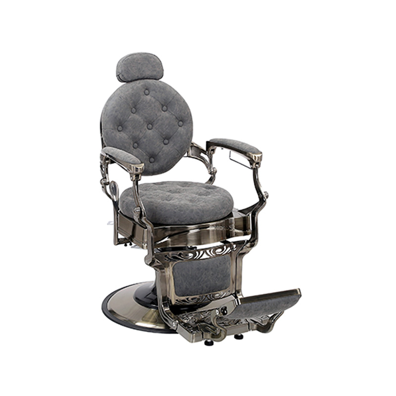 HZ8799QM Šedé kadeřnické křeslo s kulatým polštářem